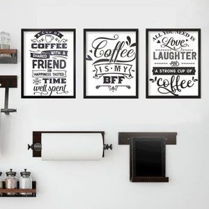3 framed coffe‎ photos 8x10